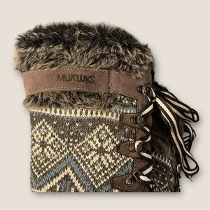 Muk Luks Boots Mukluks Cold Weather Faux Suede/Fur Tall Lace-Up Boots Size 10